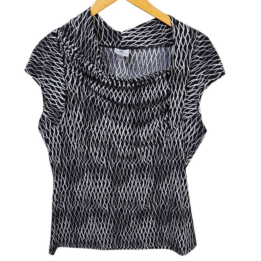 Worthington Black & White Abstract Blouse
